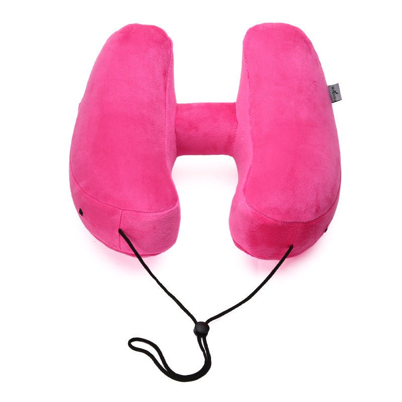 Hooded Travel Pillow H Shaped Inflatable Neck Pillow Folding Lightweight Nap Car Seat Office Airplane Sleeping Cushion Pillows - ca'jjon