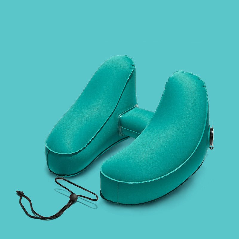 Hooded Travel Pillow H Shaped Inflatable Neck Pillow Folding Lightweight Nap Car Seat Office Airplane Sleeping Cushion Pillows - ca'jjon